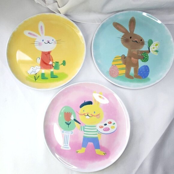 Spritz Other - Easter-Themed Bunny Melamine Dinner Plates 10" Set Of 3 By Spritz